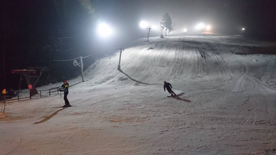 Today, the first night skiing this season.