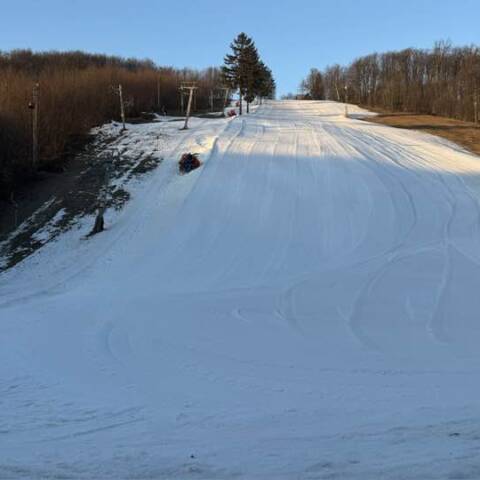 Spring skiing during the day and evening.